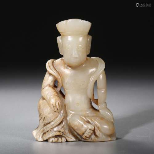 Ming dynasty or earlier of China,Hetian Jade Buddha Statue