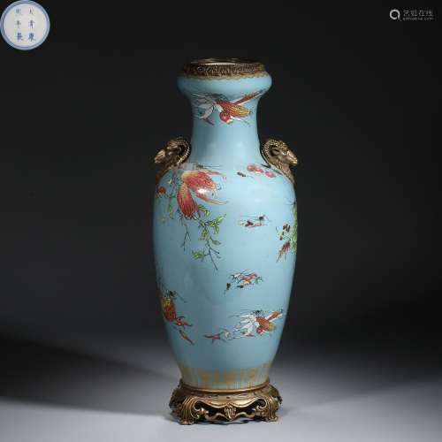 Qing Dynasty of China,Blue Glaze Appreciation Bottle