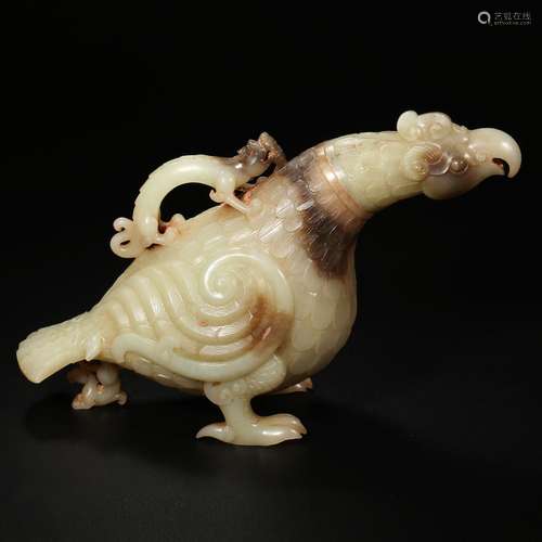 Ming dynasty or earlier of China,Hetian Jade Bird Shaped Pot