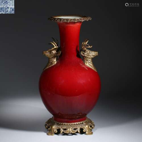 Qing Dynasty of China,Ji-Red Glaze Appreciation Bottle