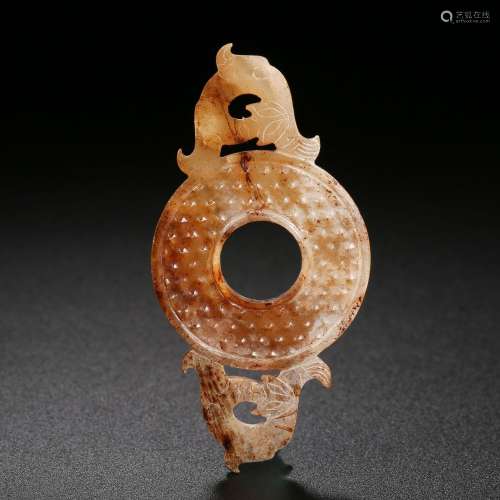 Ming dynasty or earlier of China,Hetian Jade Double Dragon W...