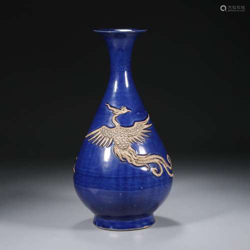 Ming dynasty or earlier of China,Ji-Blue Glaze Plastic Pasti...