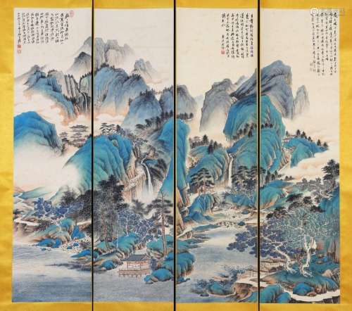 Zhang Daqian, Yunshan Waterfall Four Screens