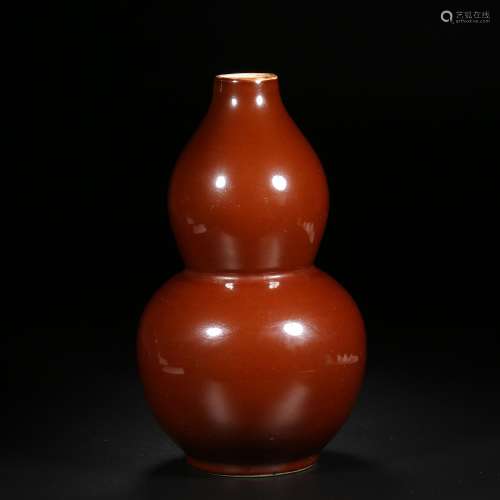 Qing Dynasty of China,Ji-Red Glaze Gourd Bottle