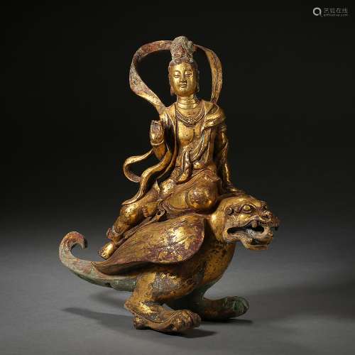 Ming dynasty or earlier of China,Bronze Gilt Buddha Statue