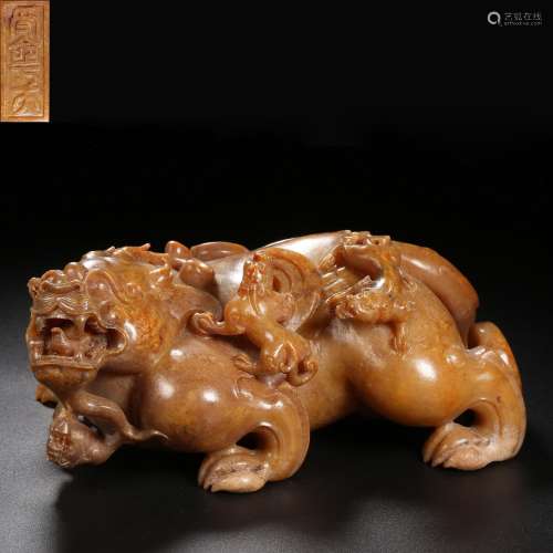 Ming dynasty or earlier of China,Hetian Jade Beast Ornament