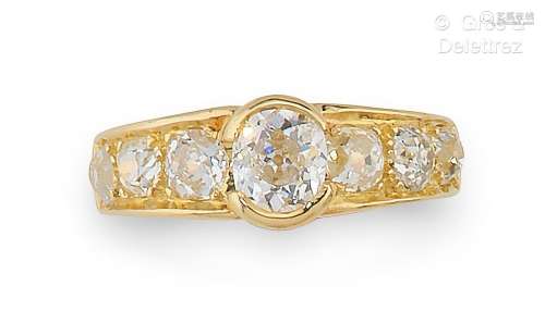 Bague « Jonc » en or jaune, ornée d’un diamant ovale de tail...