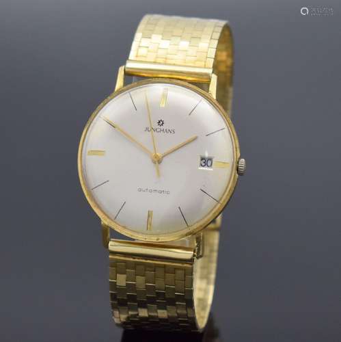 JUNGHANS vergoldete Armbanduhr mit Band in GG 585/000, Schwe...