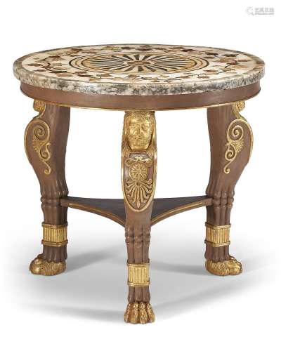 A REGENCY BRONZED AND PARCEL-GILT CENTER TABLE