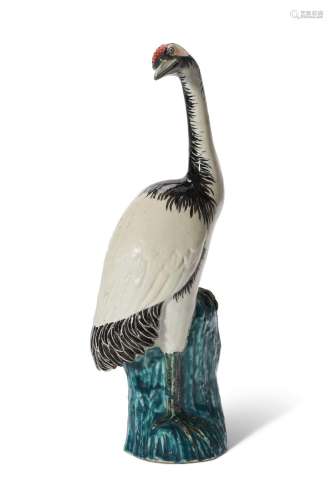 A CHINESE EXPORT PORCELAIN MODEL OF A CRANE