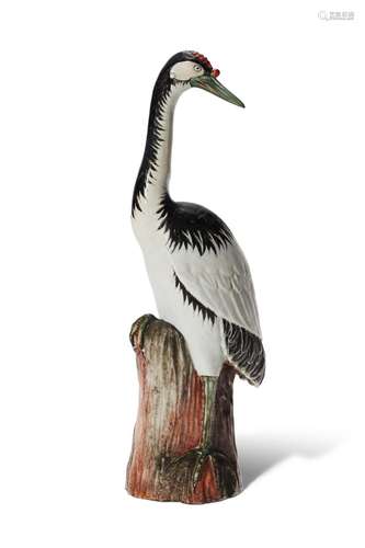 A LARGE CHINESE EXPORT PORCELAIN MODEL OF A CRANE