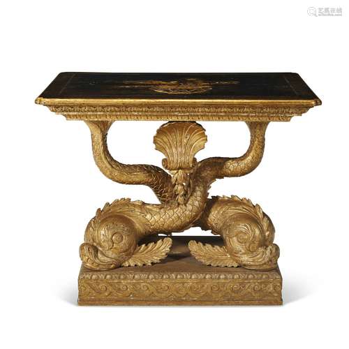 A GEORGE II OIL-GILT AND JAPANESE LACQUER PIER TABLE