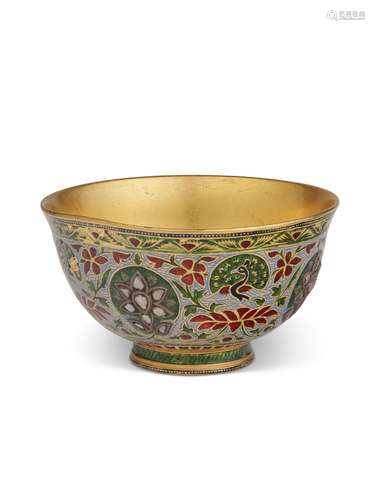 AN ENAMELLED GOLD WINE CUP