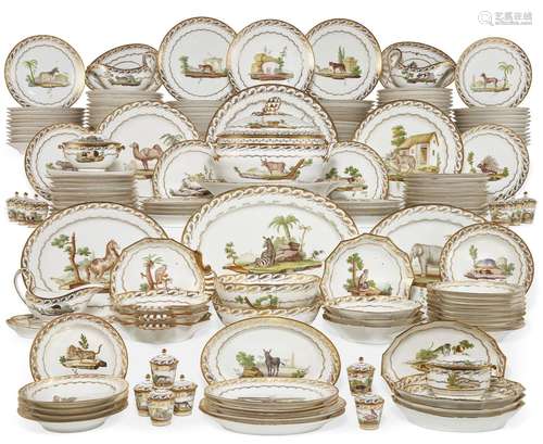 A BELGIAN PORCELAIN ZOOLOGICAL PART DINNER SERVICE