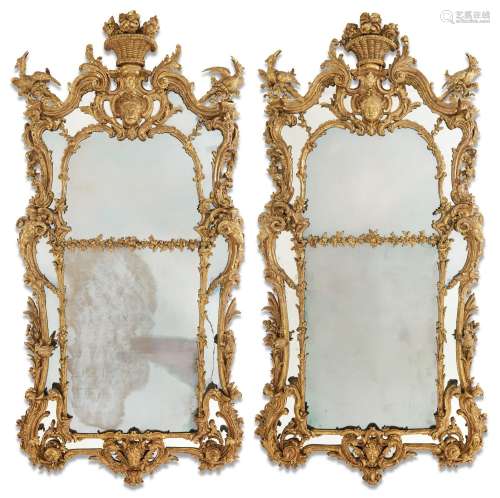 A PAIR OF GEORGE II GILTWOOD PIER MIRRORS