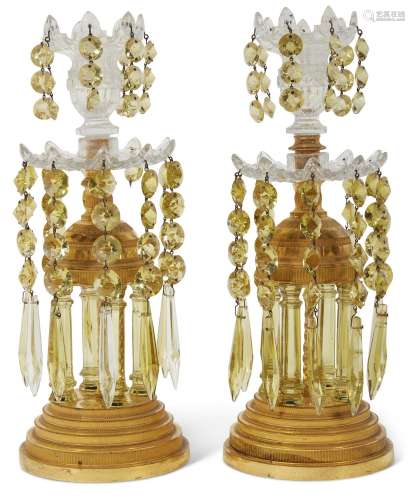 A PAIR OF GEORGE III ORMOLU-MOUNTED COLORLESS AND COLORED GL...