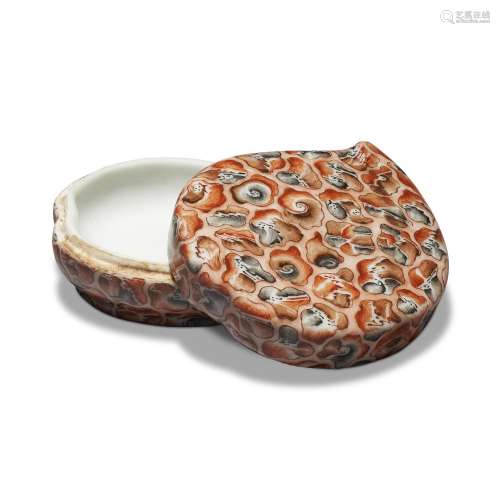 A RARE CHINESE ENAMELED IMITATION FOSSILIZED STONE PEACH-SHA...