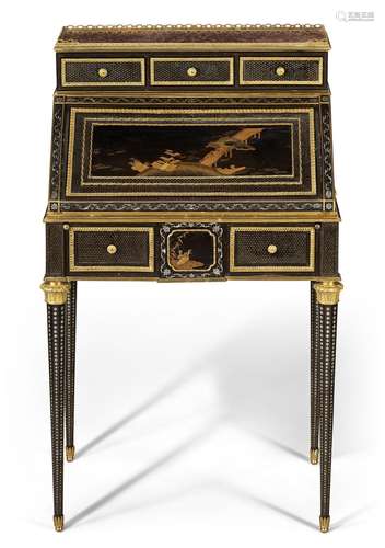 A NAPOLEON III MOTHER-OF-PEARL-INLAID, ORMOLU AND BRASS-MOUN...