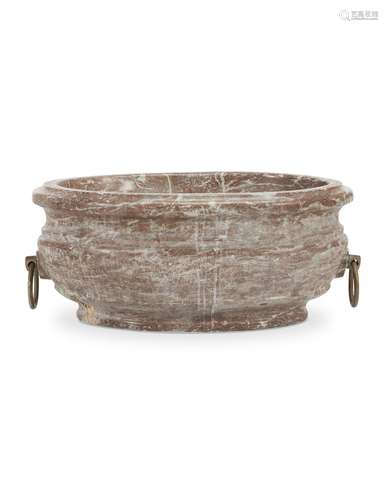 A FRENCH ROUGE ROYALE MARBLE OVAL CISTERN