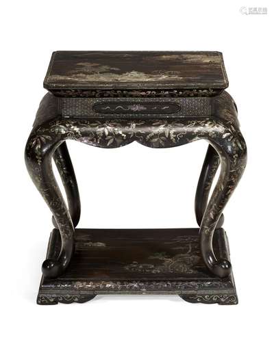 A CHINESE LAC-BURGAUTE SMALL TABLE