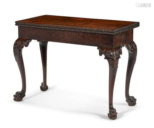 A GEORGE II MAHOGANY CONCERTINA-ACTION CARD TABLE