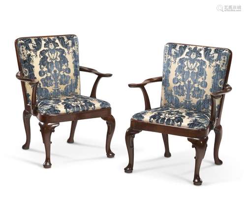 A PAIR OF GEORGE II MAHOGANY ARMCHAIRS