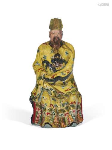 A CHINESE EXPORT POLYCHROME-DECORATED NODDING HEAD FIGURE
