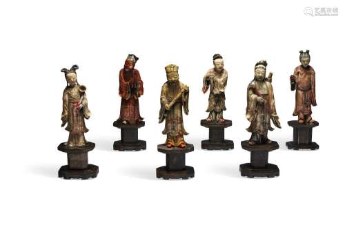 A SET OF SIX CHINESE SOAPSTONE CARVINGS OF IMMORTALS