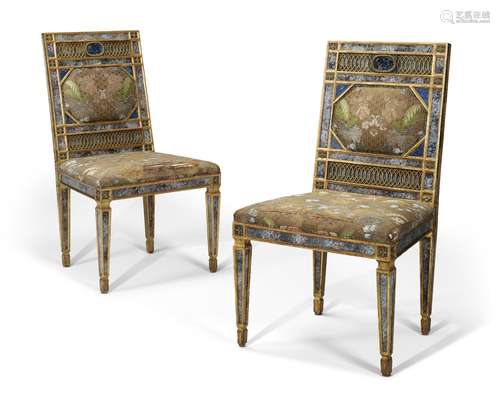 A PAIR OF SOUTH ITALIAN GILT-LEAD AND REVERSE-PAINTED GLASS-...