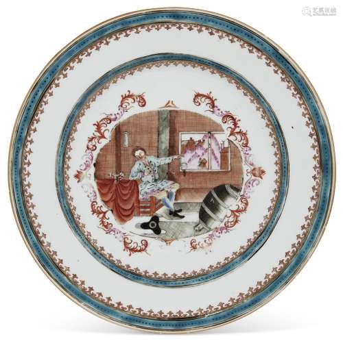 A CHINESE EXPORT PORCELAIN MEISSEN STYLE PLATE
