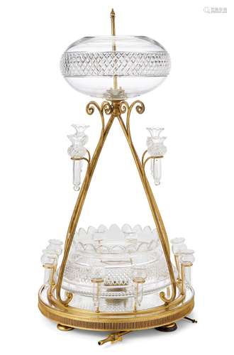 A VICTORIAN CUT-CRYSTAL TABLE FOUNTAIN