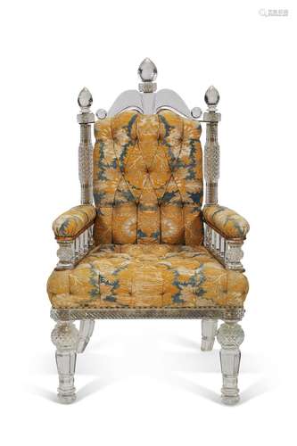 A VICTORIAN CUT-GLASS THRONE CHAIR