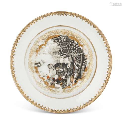 A CHINESE EXPORT PORCELAIN GILT AND GRISAILLE 'EUROPEAN ...