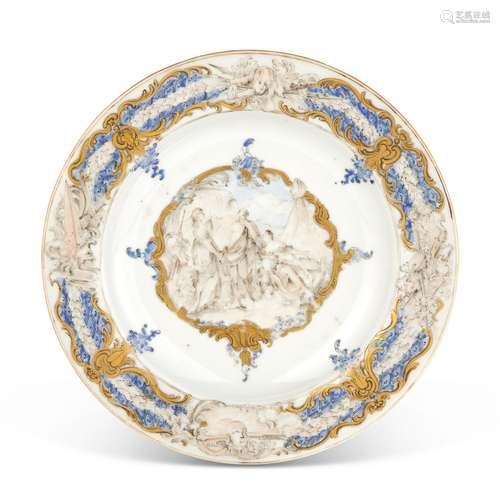 A CHINESE EXPORT PORCELAIN 'JUDGMENT OF PARIS' PLATE