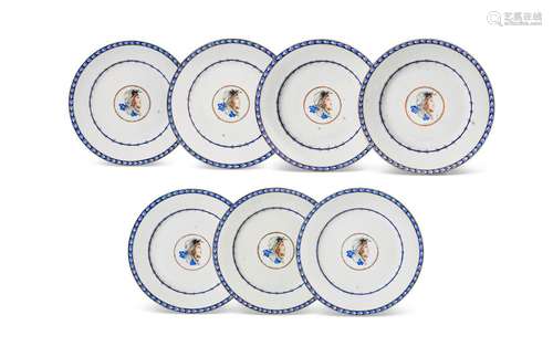 A SET OF SEVEN CHINESE EXPORT PORCELAIN 'REVERSIBLE'...