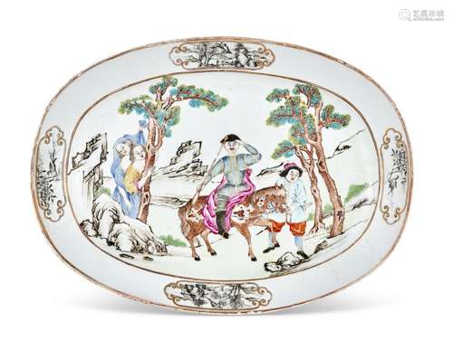 A CHINESE EXPORT PORCELAIN 'DON QUIXOTE' OVAL PLATTE...