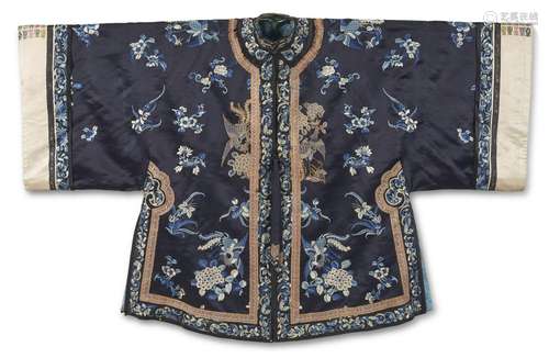 TWO CHINESE EMBROIDERED SILK INFORMAL ROBES