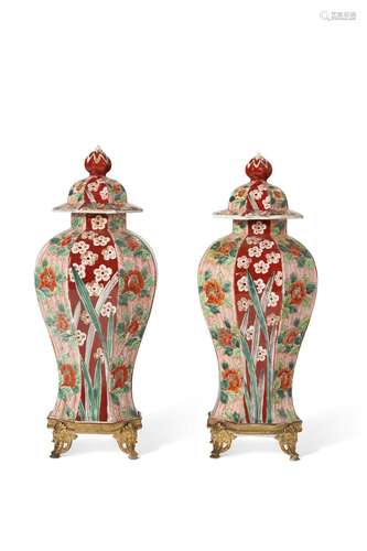 A PAIR OF ORMOLU-MOUNTED JAPANESE IMARI PORCELAIN VASES AND ...