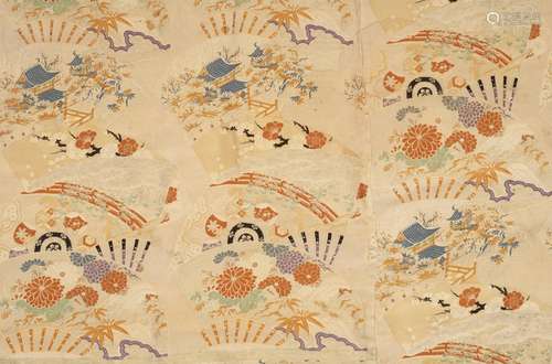 A JAPANESE SILK BROCADE COVERLET