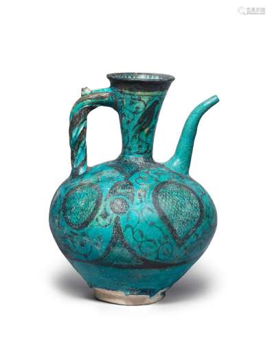 【R】An underglaze painted pottery ewer Persia or Syria, 13th/...
