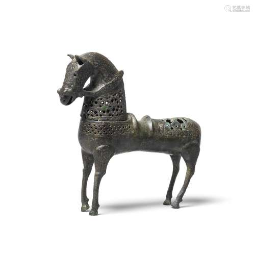 【R】A Khorasan bronze incense burner in the form of a horse P...
