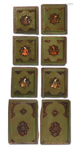 【R】Eight Safavid painted and lacquered wood panels Persia, s...