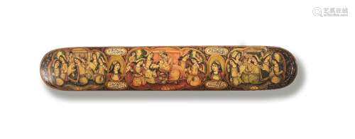 【R】A Qajar lacquer penbox (qalamdan) depicting the story of ...