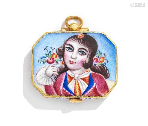 【R】A Qajar enamelled gold locket Persia, 19th Century