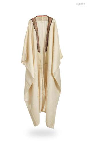 A gilt-silver thread and silk-embroidered wool robe (thawb) ...