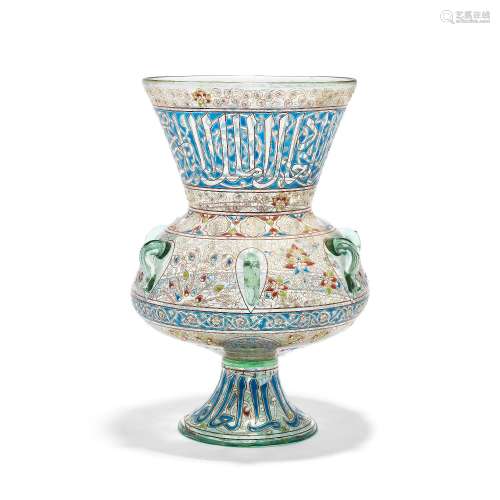 A Mamluk style enamelled glass mosque lamp by Philippe-Josep...