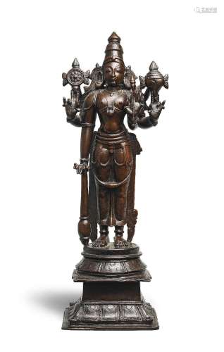 【*】A bronze figure of Vishnu South India, 17th Century