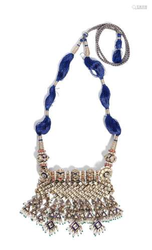 A gem-set enamelled gold necklace North India, 20th Century