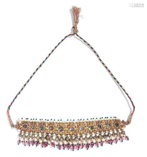 A diamond and gem-set enamelled gold Necklace North India, 1...