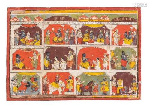 An illustrated leaf from the Bhagavata Purana, depicting Nar...